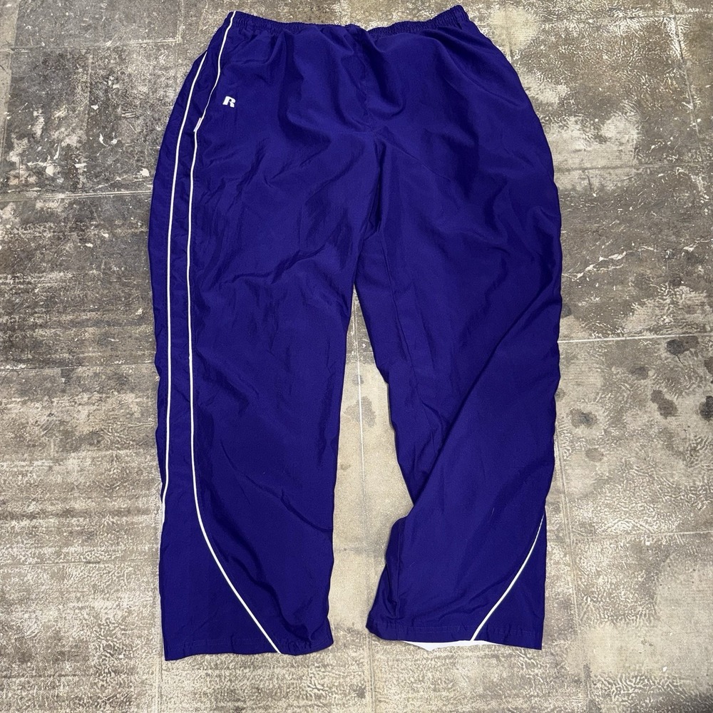 Russell Athletic Track Pants Mens XXL Mesh Lined Nylon Baggy Pants 90s Purple